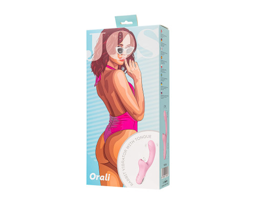 Розовый вибратор-кролик с ласкающим язычком Orali - 22 см.
