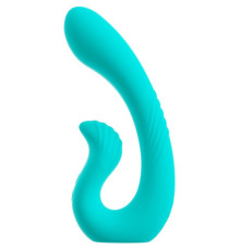 Бирюзовый вибратор NAIRA Dual Heads Vibrator - 17,5 см.