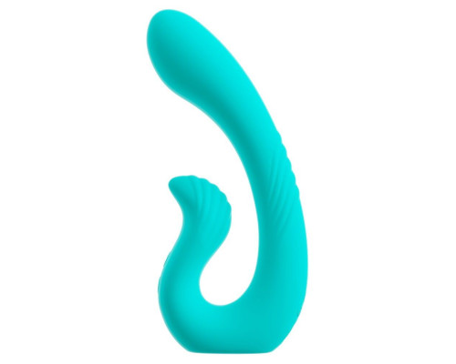 Бирюзовый вибратор NAIRA Dual Heads Vibrator - 17,5 см.
