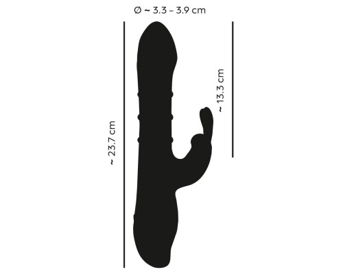 Красный вибратор-кролик с 3 подвижными кольцами Rabbit Vibrator with 3 Moving Rings - 23,7 см.