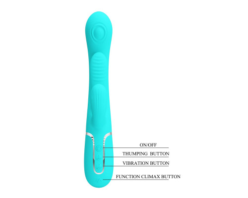 Аквамариновый мультифункциональный вибратор Shania - 22,2 см.