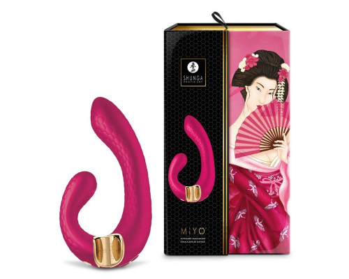 Малиновый гибкий вибростимулятор MIYO с двумя моторами - 18,5 см.