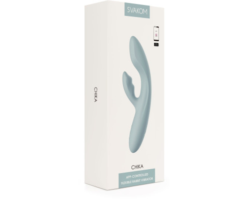 Серый вибратор-кролик Chika с функцией нагрева - 18,8 см.