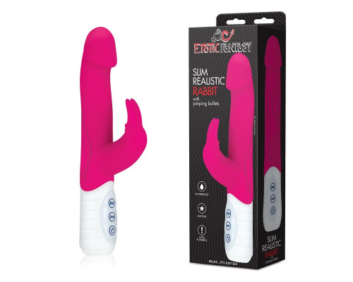 Розовый вибратор с крупной головкой JUMPING BULLETS - 21 см.