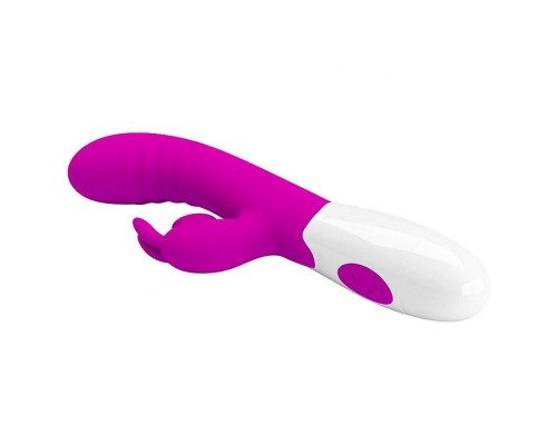 Лиловый вибромассажёр-кролик Cerberus - 21 см.