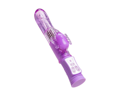 Фиолетовый вибратор High-Tech fantasy с бабочкой для клитора - 22,4 см.