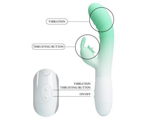 Зелено-белый вибратор-кролик Cerberus - 20,6 см.