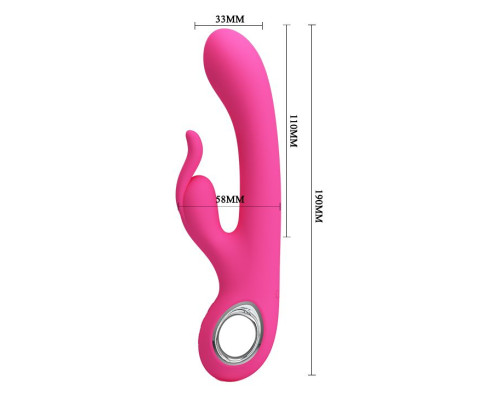 Розовый вибромассажер с клиторальным отростком Carina - 19 см.