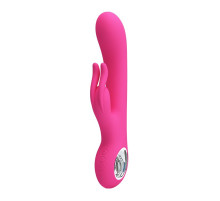 Розовый вибромассажер с клиторальным отростком Carina - 19 см.