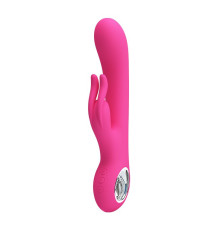 Розовый вибромассажер с клиторальным отростком Carina - 19 см.