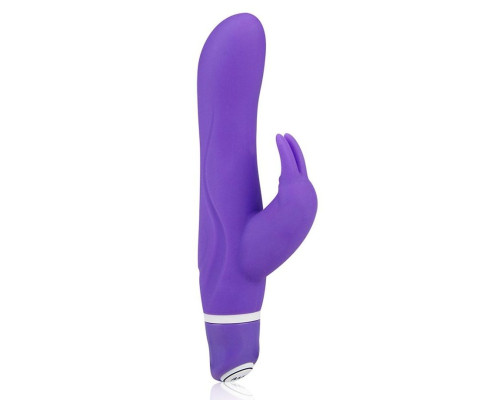 Фиолетовый силиконовый вибратор со стимулятором клитора - 21 см.