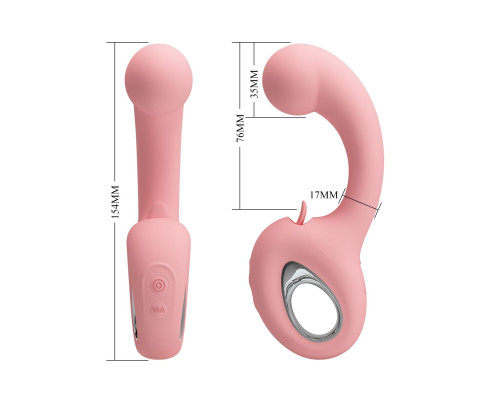Розовый вибратор для точки G с подвижным язычком Erynnyes - 15,4 см.