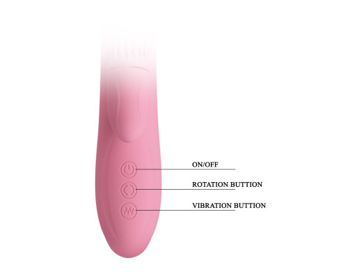 Розовый вибратор-кролик Chris с клиторальной щеточкой - 20,5 см.