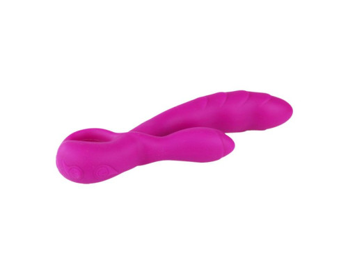 Перезаряжаемый вибратор Audding с клиторальным отростком - 22,5 см.