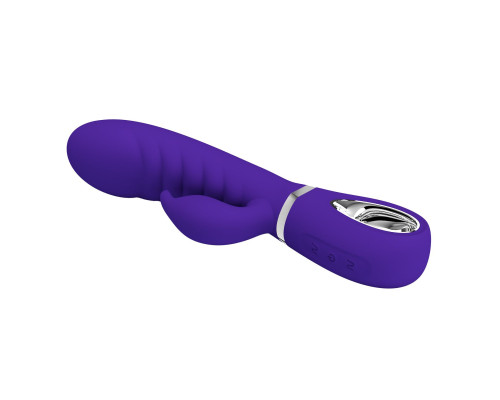 Фиолетовый вибратор-кролик с рёбрышками Prescott - 20 см.