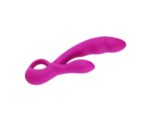 Перезаряжаемый вибратор Audding с клиторальным отростком - 22,5 см.