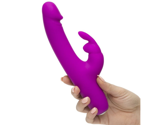 Фиолетовый перезаряжаемый вибратор Rabbit Slimline Curve Rechargeable - 24 см.