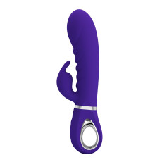 Фиолетовый вибратор-кролик с рёбрышками Prescott - 20 см.