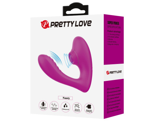 Лиловый вибратор с клиторальной стимуляцией Nauty