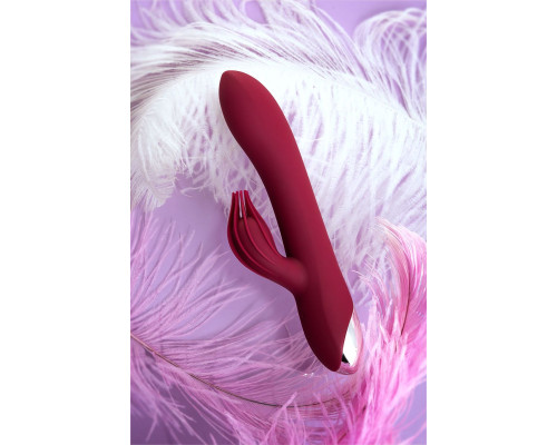 Бордовый вибратор-кролик Sangra - 20,5 см.
