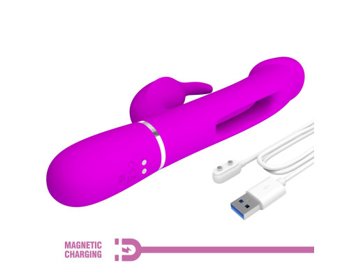 Лиловый вибратор-кролик с функцией фингеринга Kampas - 23,2 см.