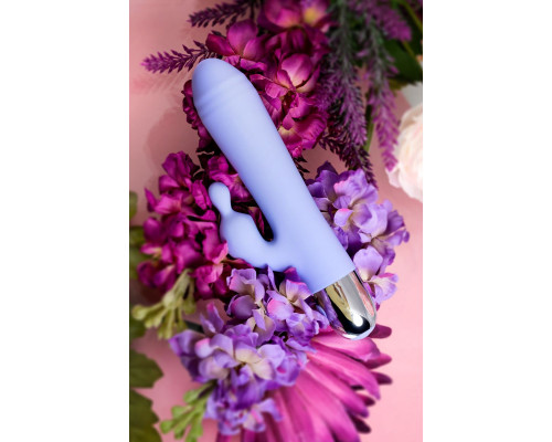 Сиреневый вибратор с клиторальной стимуляцией Crocus - 17,5 см.