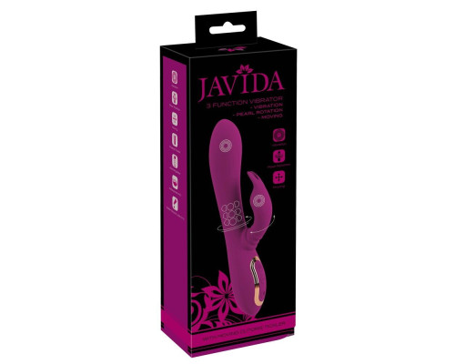 Фиолетовый вибратор 3 Function Vibrator с вращением бусин - 23 см.
