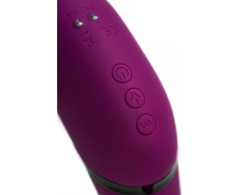 Фиолетовый поворотный вибратор c вакуумной стимуляцией Spinser - 23 см.
