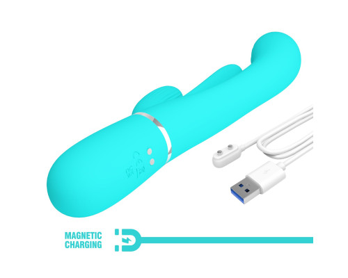 Аквамариновый мультифункциональный вибратор Shania - 22,2 см.