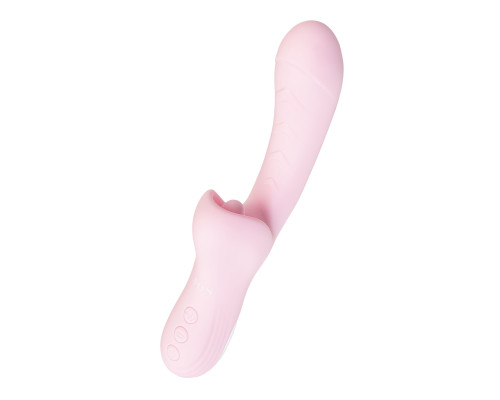Розовый вибратор-кролик с ласкающим язычком Orali - 22 см.