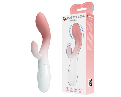 Розово-белый вибромассажёр-кролик Brighty - 20 см.