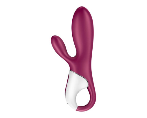 Малиновый вибратор-кролик Hot Bunny с функцией нагрева - 17,5 см.