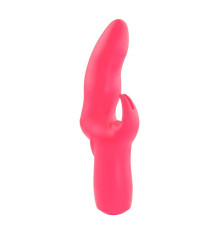 Розовый вибратор со стимулятором клитора MATES FANTASY RECHARGE VIBRATOR - 17 см.