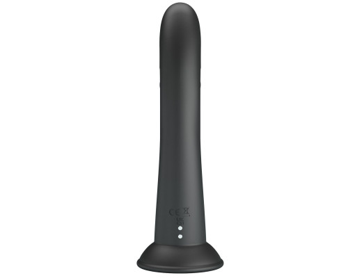 Черный вибратор на присоске с закрученным клиторальным отростком - 20 см.