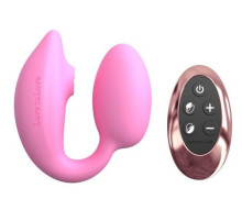 Розовый U-образный стимулятор клитора и точки G с пультом ДУ Wonderlover