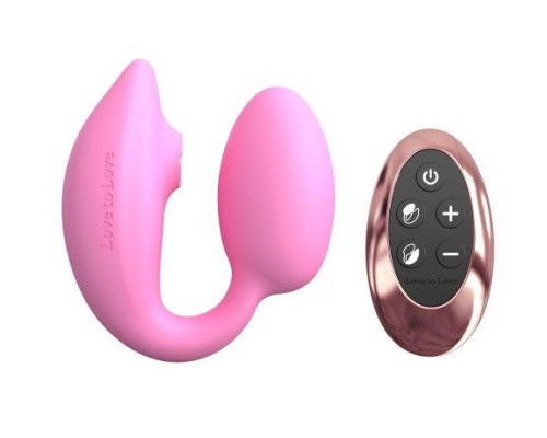 Розовый U-образный стимулятор клитора и точки G с пультом ДУ Wonderlover