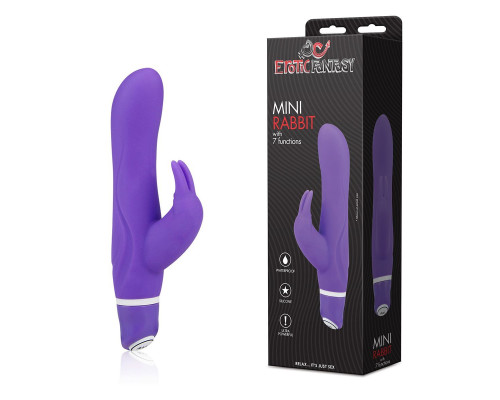 Фиолетовый силиконовый вибратор со стимулятором клитора - 21 см.