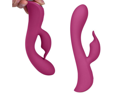 Бордовый вибромассажер-кролик 5  Silicone Bunny Love - 19,1 см.