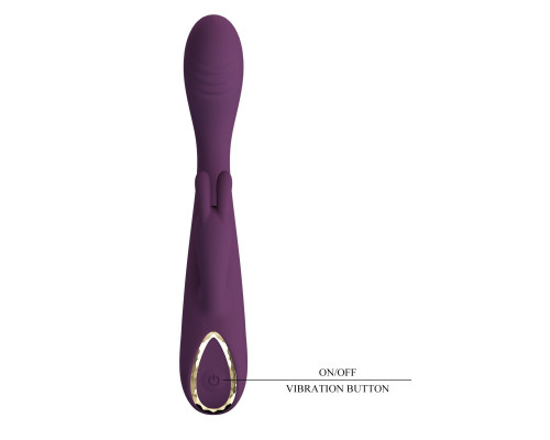 Фиолетовый вибратор со стимулятором клитора Emma - 15,8 см.
