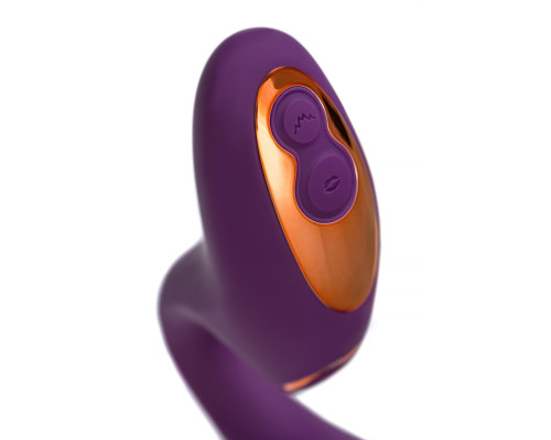 Фиолетовый вибромассажер с клиторальной стимуляцией Megam