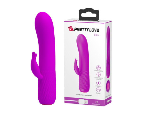 Лиловый вибромассажёр Tim с клиторальным отростком - 15 см.