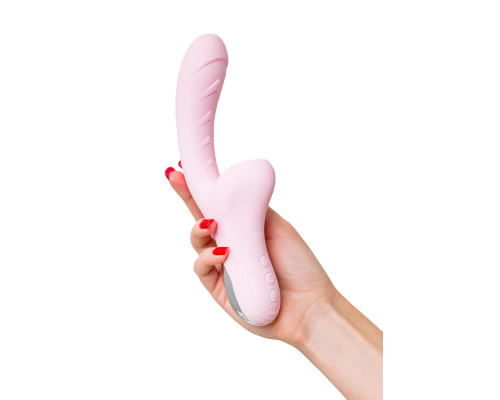 Розовый вибратор-кролик с ласкающим язычком Orali - 22 см.