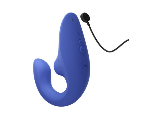 Голубой вибромассажер для двойной стимуляции Womanizer Blend