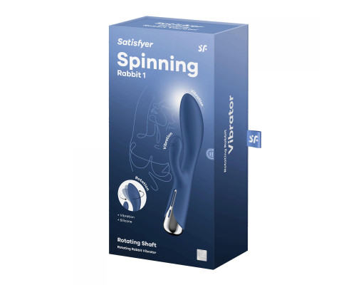 Синий вибратор-кролик с ротацией Spinning Rabbit 1 - 20 см.