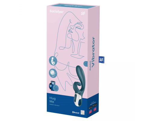 Темно-бирюзовый вибратор-кролик Hug Me - 21,2 см.