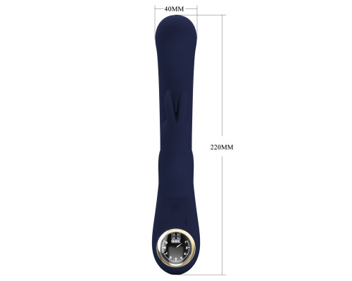 Темно-синий вибратор-кролик с дисплеем Lamar - 22 см.