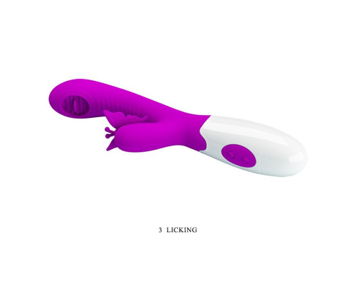 Лиловый вибратор с клиторальным стимулятором в виде бабочки Moth - 20,7 см.