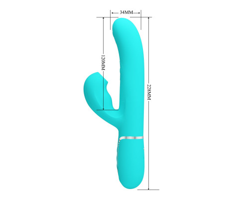 Мятный вибратор-кролик с пульсацией Perdita - 22,8 см.