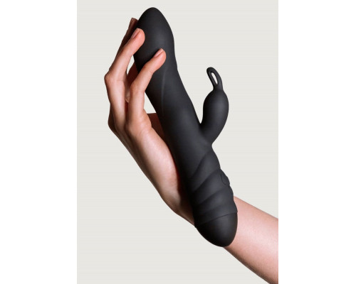 Черный вибратор с клиторальным стимулятором Twister - 23 см.
