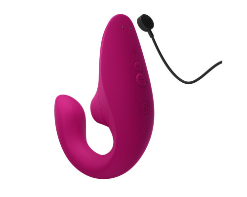 Малиновый вибромассажер для двойной стимуляции Womanizer Blend